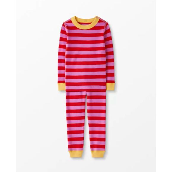 NWT HANNA ANDERSSON Striped Long John Pajama Set Red Pink 12 - Picture 1 of 7